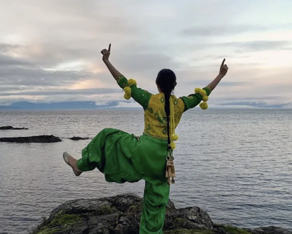 bhangra dancer on the beach